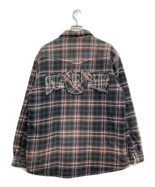 SUPREME（シュプリーム）SUPREME (シュプリーム) TRUE RELIGION (トゥルー レリジョン) Quilted Lined Plaid Flannel Shirt ブラウン サイズ:Lの古着・服飾アイテム