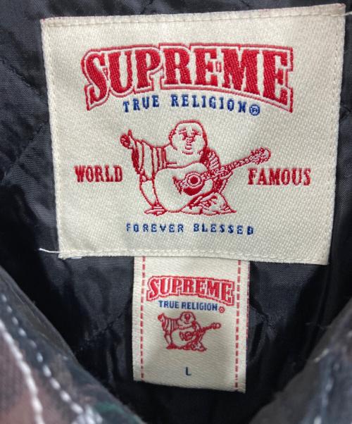 SUPREME（シュプリーム）SUPREME (シュプリーム) TRUE RELIGION (トゥルー レリジョン) Quilted Lined Plaid Flannel Shirt ブラウン サイズ:Lの古着・服飾アイテム