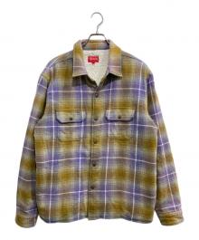 SUPREME（シュプリーム）の古着「SHEARLING LINED FLANNEL SHIRT」｜ベージュ×パープル