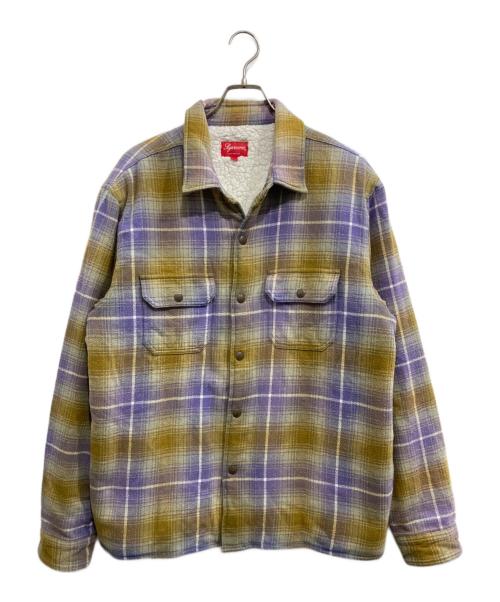 SUPREME（シュプリーム）Supreme (シュプリーム) SHEARLING LINED FLANNEL SHIRT ベージュ×パープル サイズ:Lの古着・服飾アイテム