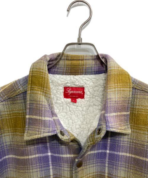 SUPREME（シュプリーム）Supreme (シュプリーム) SHEARLING LINED FLANNEL SHIRT ベージュ×パープル サイズ:Lの古着・服飾アイテム