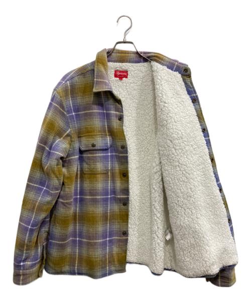 SUPREME（シュプリーム）Supreme (シュプリーム) SHEARLING LINED FLANNEL SHIRT ベージュ×パープル サイズ:Lの古着・服飾アイテム