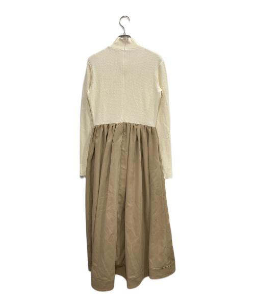 ESTNATION（エストネーション）ESTNATION (エストネーション) ジャージードッキングフレアーワンピース アイボリー サイズ:38の古着・服飾アイテム