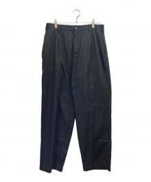stussy（ステューシー）の古着「STRIPED VOLUME PLEATED TROUSER」｜ブラック