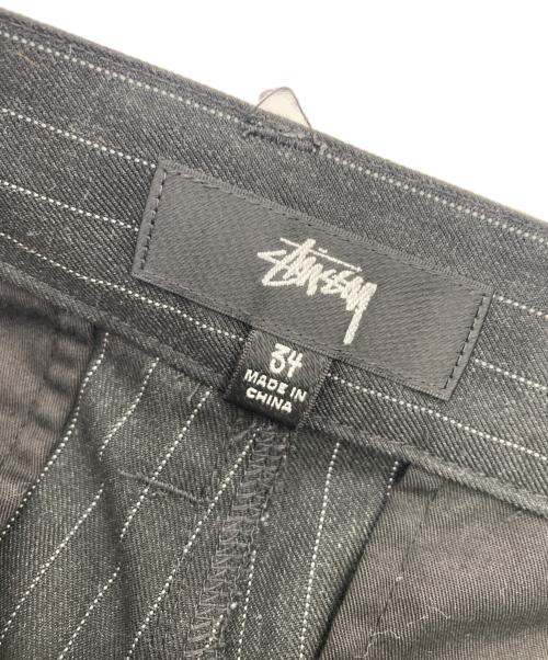stussy（ステューシー）stussy (ステューシー) STRIPED VOLUME PLEATED TROUSER ブラック サイズ:34の古着・服飾アイテム