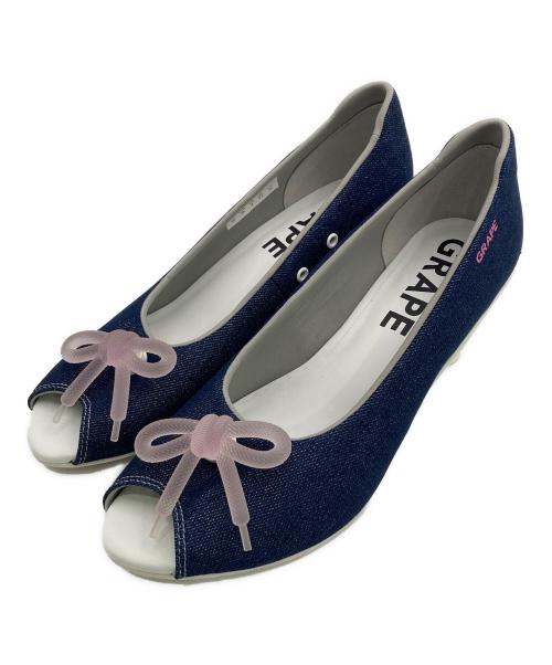 GRAPE（グレープ）GRAPE (グレープ) デニム オープントゥパンプス インディゴ サイズ:25cm/US8/UK5.5/EUR39の古着・服飾アイテム