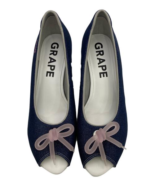 GRAPE（グレープ）GRAPE (グレープ) デニム オープントゥパンプス インディゴ サイズ:25cm/US8/UK5.5/EUR39の古着・服飾アイテム