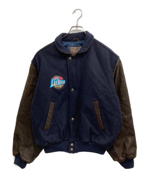 Golden Bear（ゴールデンベア）Golden Bear (ゴールデンベア) ウールレザースタジャン ネイビー×ブラウン サイズ:Sの古着・服飾アイテム