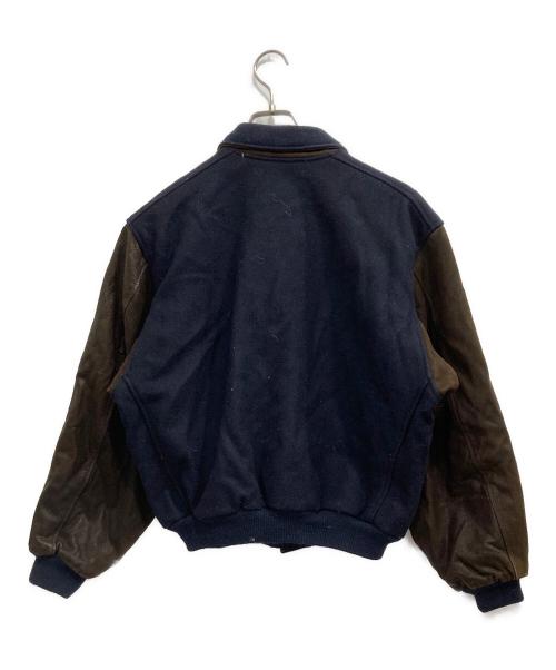 Golden Bear（ゴールデンベア）Golden Bear (ゴールデンベア) ウールレザースタジャン ネイビー×ブラウン サイズ:Sの古着・服飾アイテム