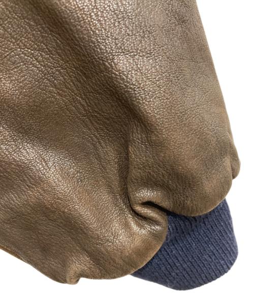 Golden Bear（ゴールデンベア）Golden Bear (ゴールデンベア) ウールレザースタジャン ネイビー×ブラウン サイズ:Sの古着・服飾アイテム