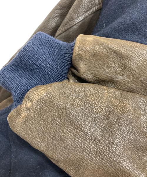 Golden Bear（ゴールデンベア）Golden Bear (ゴールデンベア) ウールレザースタジャン ネイビー×ブラウン サイズ:Sの古着・服飾アイテム