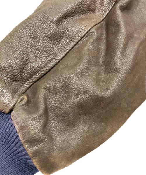 Golden Bear（ゴールデンベア）Golden Bear (ゴールデンベア) ウールレザースタジャン ネイビー×ブラウン サイズ:Sの古着・服飾アイテム