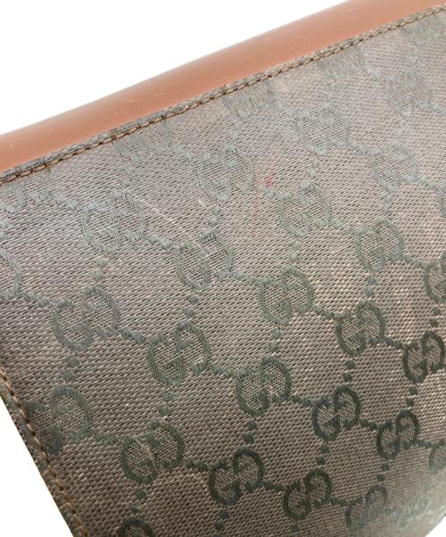 GUCCI（グッチ）GUCCI (グッチ) キャンパスレザーショルダーバッグ ブラウンの古着・服飾アイテム