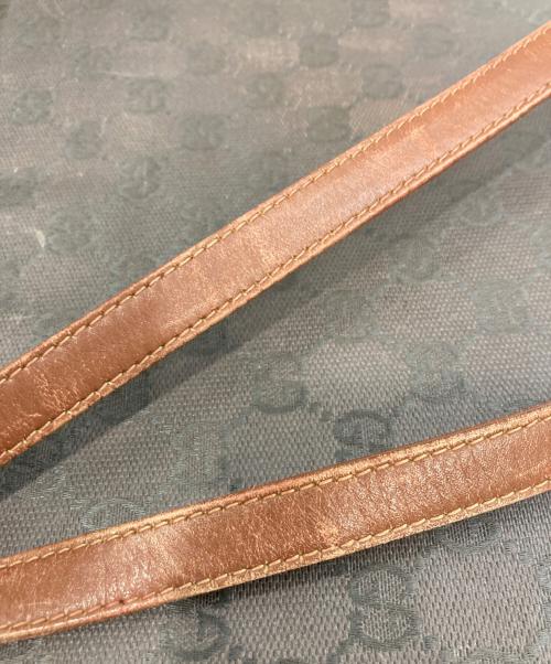 GUCCI（グッチ）GUCCI (グッチ) キャンパスレザーショルダーバッグ ブラウンの古着・服飾アイテム