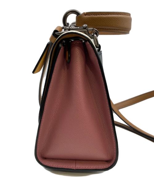 COACH（コーチ）COACH (コーチ) レザー ティリー トップ ハンドル ターンロック クロスボディ 2WAYバッグ ホワイト×ネイビーの古着・服飾アイテム