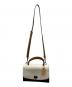 中古・古着 COACH (コーチ) レザー ティリー トップ ハンドル ターンロック クロスボディ 2WAYバッグ ホワイト×ネイビー：15000円