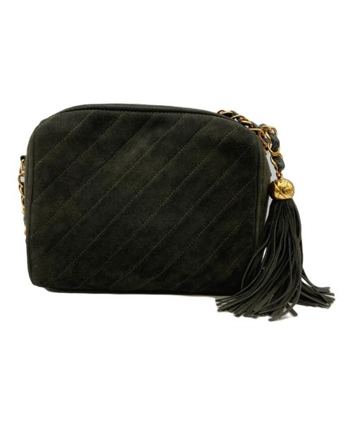 CHANEL（シャネル）CHANEL (シャネル) スエードフリンジチェーンショルダーバッグ オリーブの古着・服飾アイテム