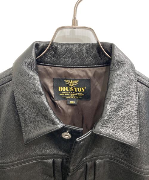 HOUSTON（ヒューストン）HOUSTON (ヒューストン) カウレザー WW II トラッカージャケット ブラック サイズ:40Rの古着・服飾アイテム