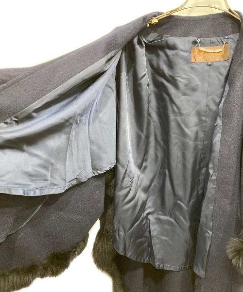 BALMAIN（バルマン）BALMAIN (バルマン) フォックスファーカシミヤケープ ネイビー サイズ:Fの古着・服飾アイテム