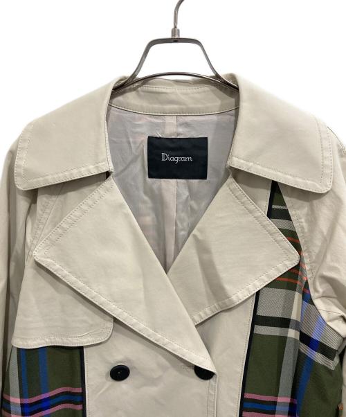 Diagram（ダイアグラム）Diagram (ダイアグラム) 配色チェックトレンチコート ベージュ サイズ:36の古着・服飾アイテム