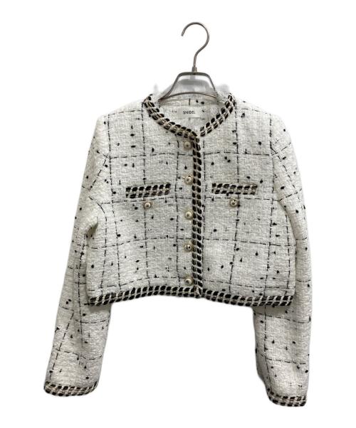 Snidel（スナイデル）Snidel (スナイデル) レースディティールツイードジャケット ホワイトの古着・服飾アイテム