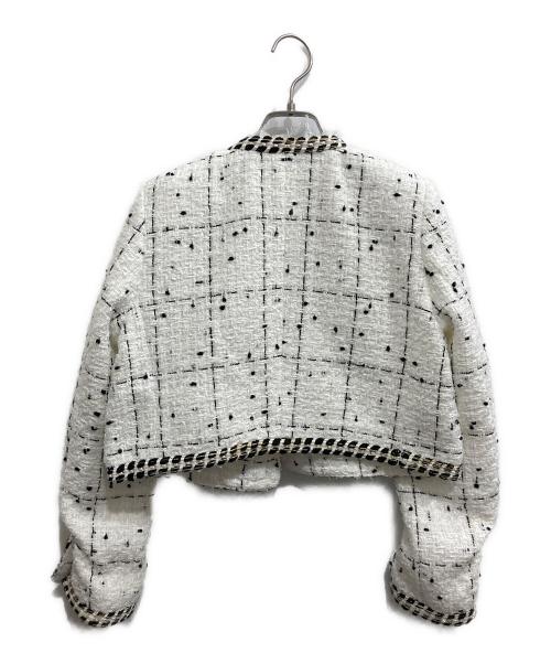 Snidel（スナイデル）Snidel (スナイデル) レースディティールツイードジャケット ホワイトの古着・服飾アイテム