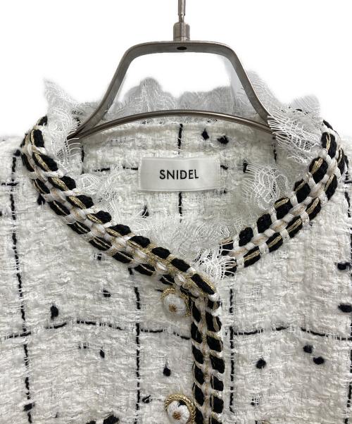 Snidel（スナイデル）Snidel (スナイデル) レースディティールツイードジャケット ホワイトの古着・服飾アイテム