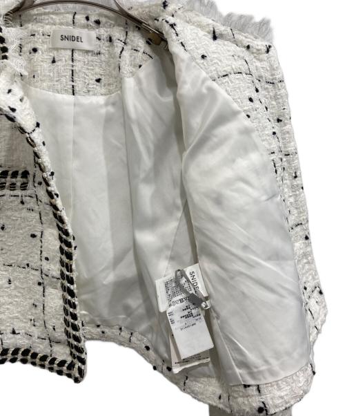 Snidel（スナイデル）Snidel (スナイデル) レースディティールツイードジャケット ホワイトの古着・服飾アイテム