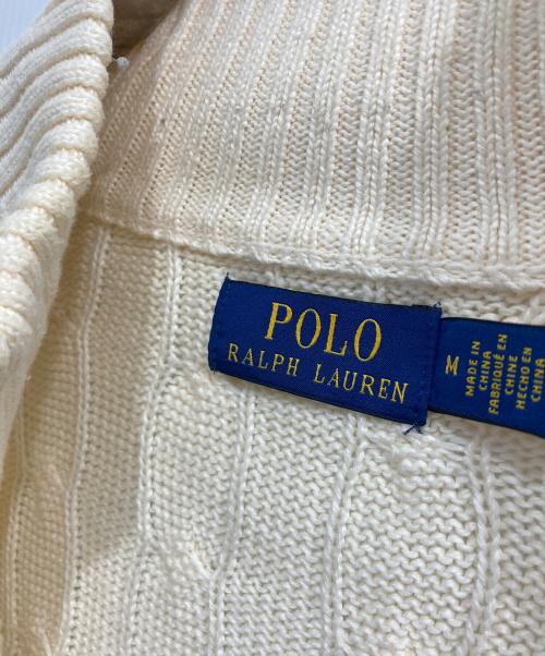POLO RALPH LAUREN（ポロ・ラルフローレン）POLO RALPH LAUREN (ポロ・ラルフローレン) ケーブルドライバーズニット アイボリー サイズ:Mの古着・服飾アイテム