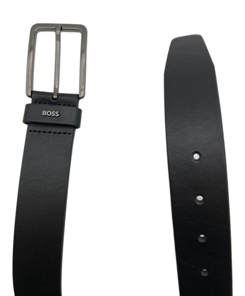 BOSS（ボス）BOSS (ボス) レタリングロゴループ スムースレザー ベルト ブラック サイズ:100-38の古着・服飾アイテム