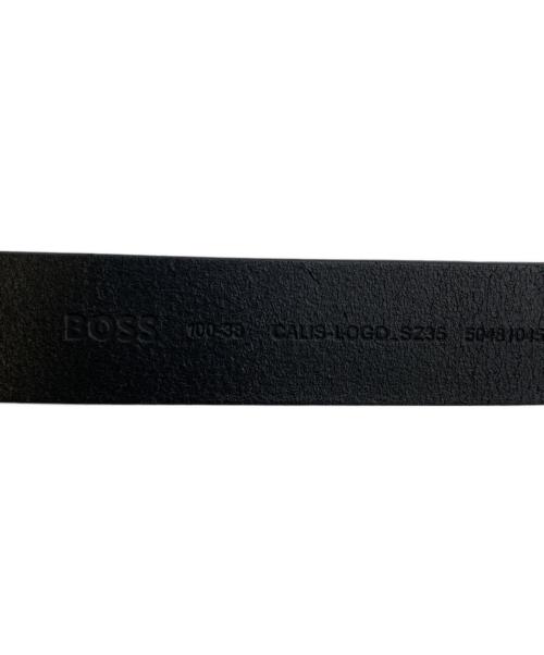 BOSS（ボス）BOSS (ボス) レタリングロゴループ スムースレザー ベルト ブラック サイズ:100-38の古着・服飾アイテム