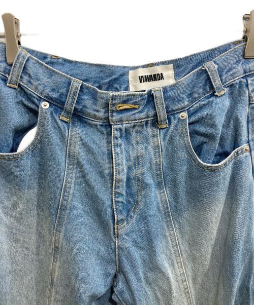 VIAVANDA（ヴィアヴァンダ）viavanda (ヴィアヴァンダ) OVERLAP TUCK DENIM PANTS インディゴ サイズ:Mの古着・服飾アイテム