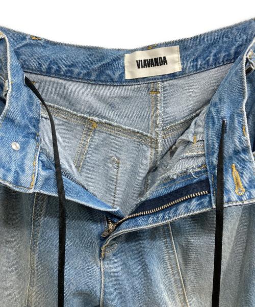 VIAVANDA（ヴィアヴァンダ）viavanda (ヴィアヴァンダ) OVERLAP TUCK DENIM PANTS インディゴ サイズ:Mの古着・服飾アイテム