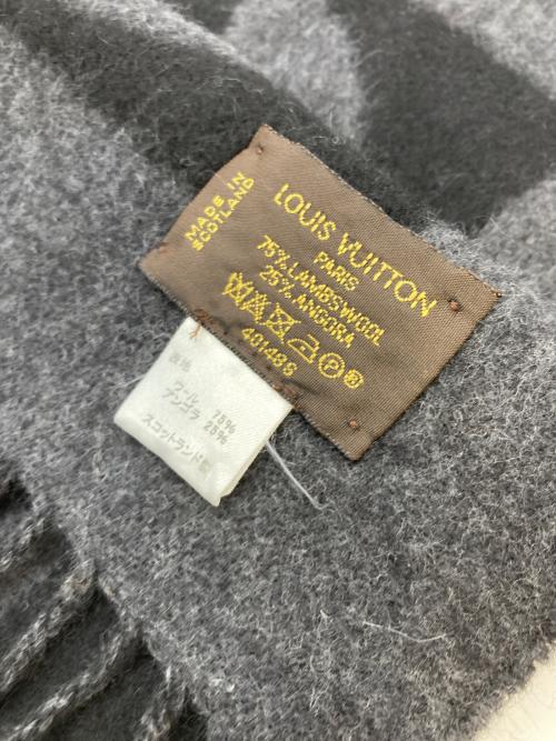 LOUIS VUITTON（ルイ ヴィトン）LOUIS VUITTON (ルイ ヴィトン) エシャルプカーディフ マフラー ブラック×グレーの古着・服飾アイテム