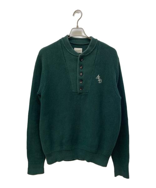 Aime Leon Dore（エメ レオン ドレ）Aime Leon Dore (エメ レオン ドレ) ヘンリーネックニット グリーン サイズ:Mの古着・服飾アイテム