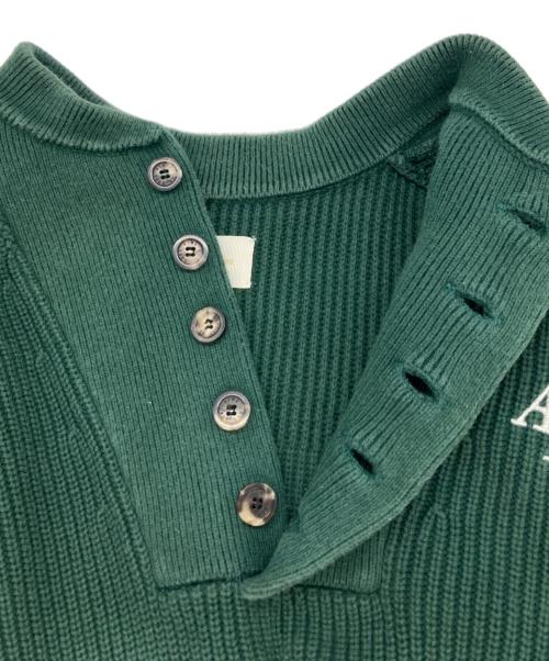 Aime Leon Dore（エメ レオン ドレ）Aime Leon Dore (エメ レオン ドレ) ヘンリーネックニット グリーン サイズ:Mの古着・服飾アイテム