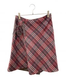 BURBERRY BLUE LABEL（バーバリー ブルー レーベル）の古着「チェックスカート」｜レッド
