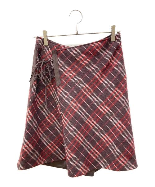 BURBERRY BLUE LABEL（バーバリー ブルー レーベル）BURBERRY BLUE LABEL (バーバリーロンドンブルーレーベル) チェックスカート レッド サイズ:Ｓの古着・服飾アイテム