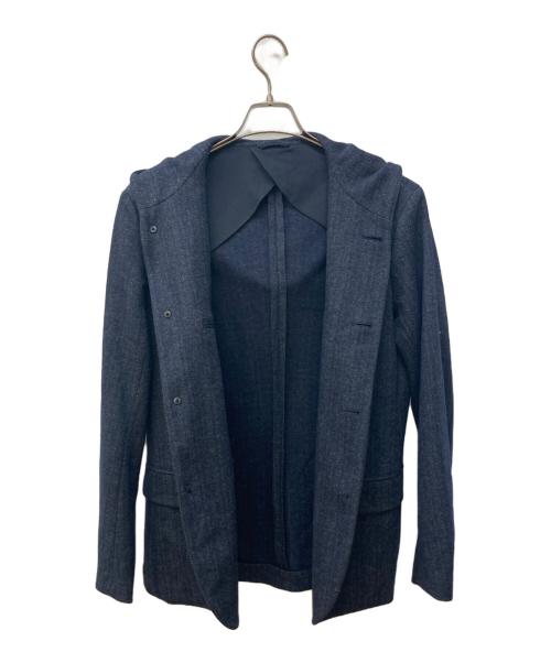 EMPORIO ARMANI（エンポリオアルマーニ）EMPORIO ARMANI (エンポリオアルマーニ) Wool Blend Hooded Slim Fit Jacket ネイビー サイズ:50の古着・服飾アイテム
