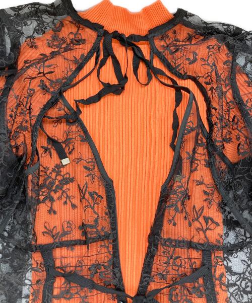 Lily Brown（リリーブラウン）Lily Brown (リリーブラウン) エンブロイダリーレイヤードワンピース ブラック×オレンジ サイズ:FREEの古着・服飾アイテム
