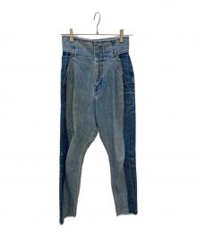 Mame Kurogouchi（マメクロゴウチ）の古着「バイカラーデニムパンツ」｜インディゴ