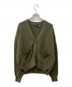 POLO RALPH LAURENポロ・ラルフローレン）の古着「ハイゲージワンポイントロゴカーディガン」｜グリーン