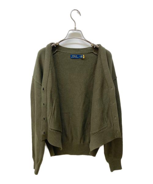POLO RALPH LAUREN（ポロ・ラルフローレン）POLO RALPH LAUREN (ポロ・ラルフローレン) ハイゲージワンポイントロゴカーディガン グリーン サイズ:Mの古着・服飾アイテム