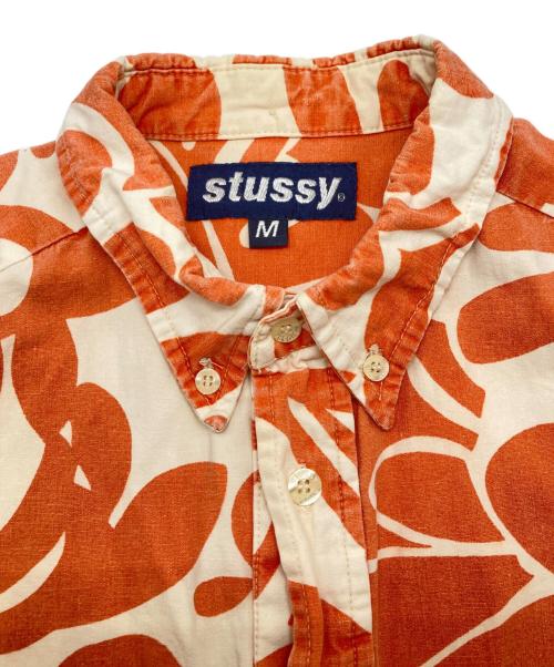 stussy（ステューシー）stussy (ステューシー) プルオーバーアロハシャツ オレンジ×アイボリー サイズ:SIZE Mの古着・服飾アイテム