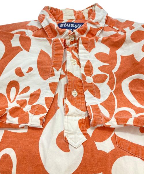 stussy（ステューシー）stussy (ステューシー) プルオーバーアロハシャツ オレンジ×アイボリー サイズ:SIZE Mの古着・服飾アイテム