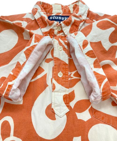 stussy（ステューシー）stussy (ステューシー) プルオーバーアロハシャツ オレンジ×アイボリー サイズ:SIZE Mの古着・服飾アイテム