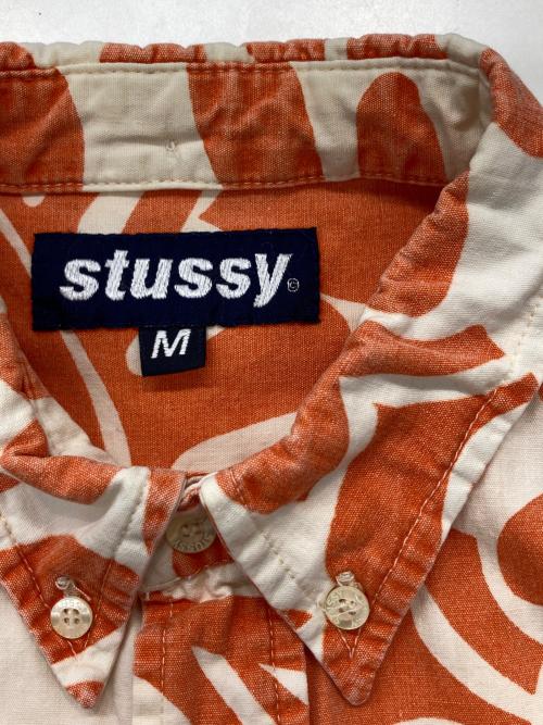 stussy（ステューシー）stussy (ステューシー) プルオーバーアロハシャツ オレンジ×アイボリー サイズ:SIZE Mの古着・服飾アイテム