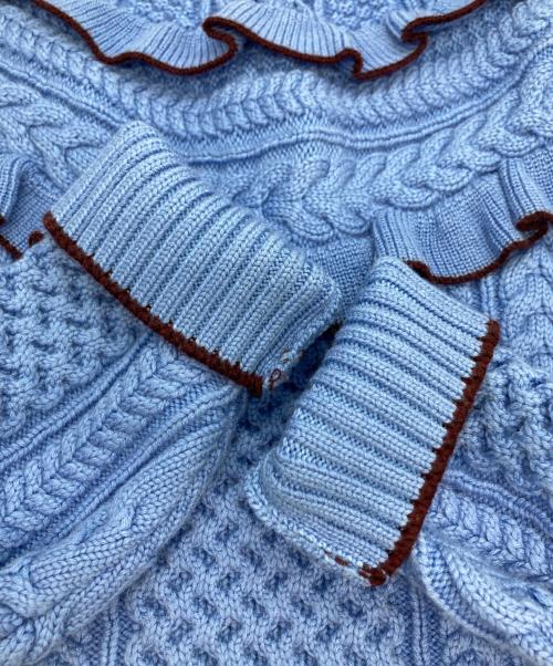 furfur（ファーファー）furfur (ファーファー) フリルヨークケーブルセーター スカイブルー サイズ:1の古着・服飾アイテム