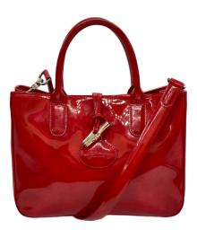 LONGCHAMP（ロンシャン）の古着「エナメルショルダーバッグ」｜レッド