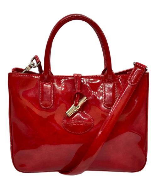 LONGCHAMP（ロンシャン）LONGCHAMP (ロンシャン) エナメルショルダーバッグ レッドの古着・服飾アイテム